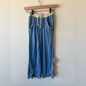 Girls Matilda Jane Blue with Stripes Ruffle Hem Drawstring Pants Size 12